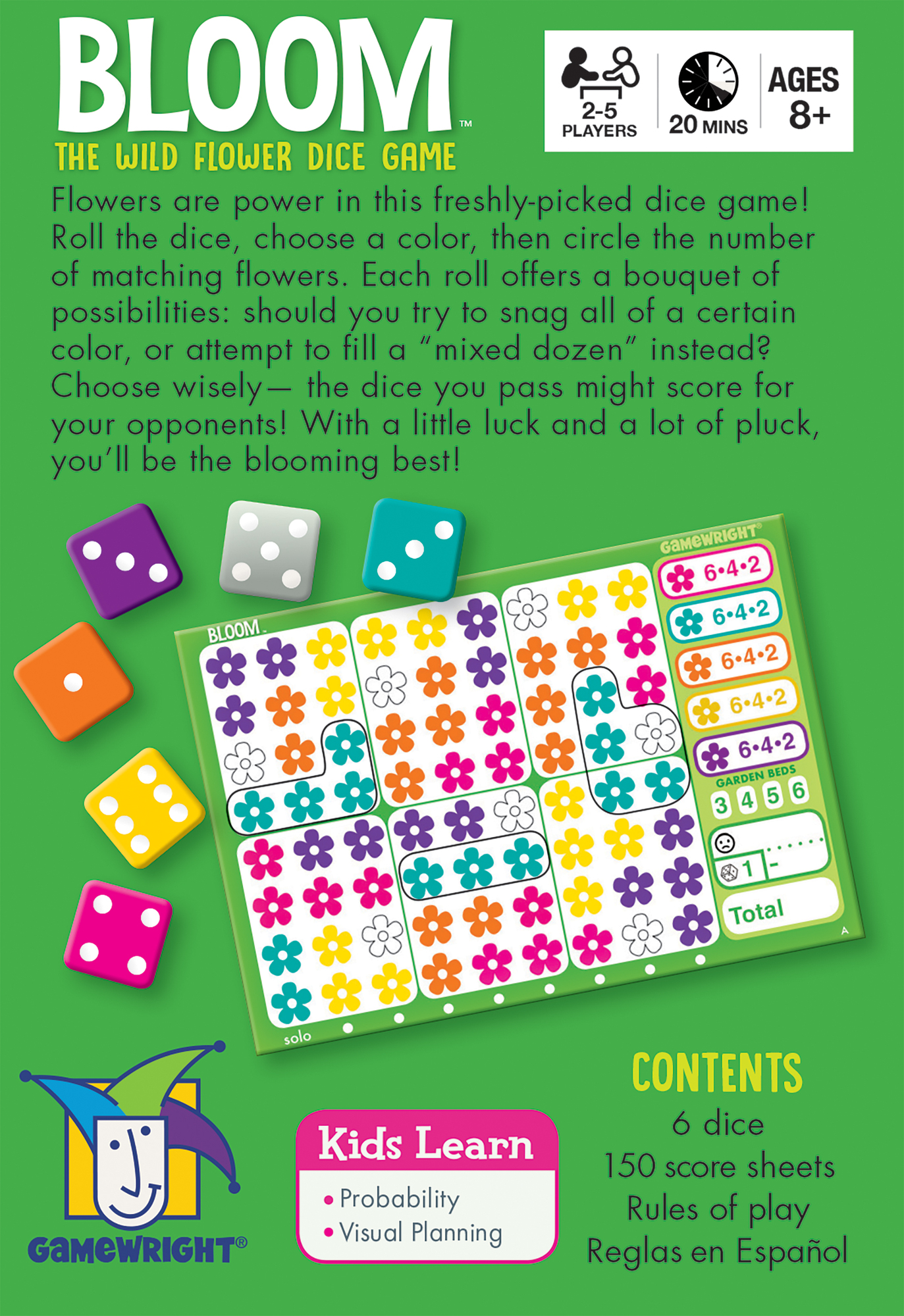  Gamewright Qwixx, Replacement Score Cards Action Game